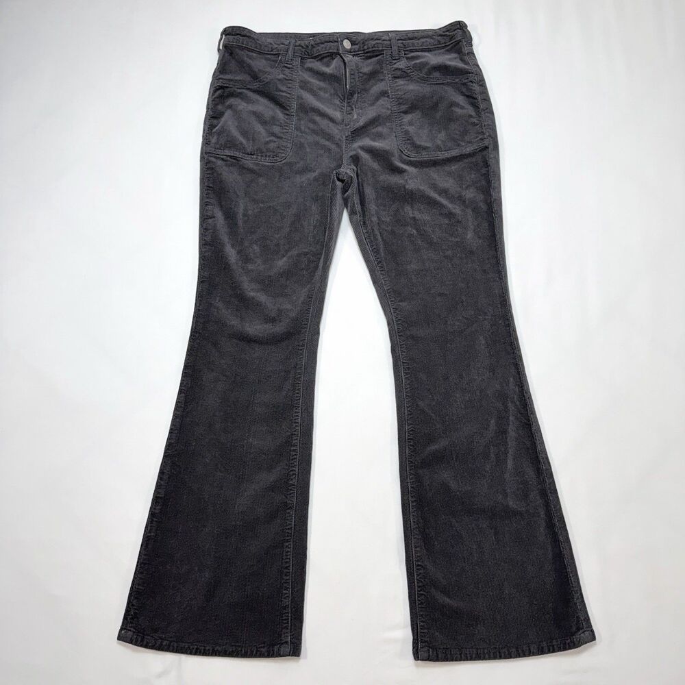 Pilcro Anthropologie The Icon Corduroy Flare Pant Sz 34 Gray Boho Festival Retro